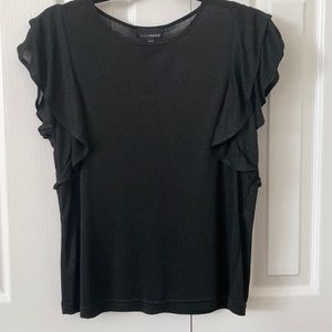 Lucy Paris Metallic Ruffle Sleeve Top Black sz M (EU 40)
